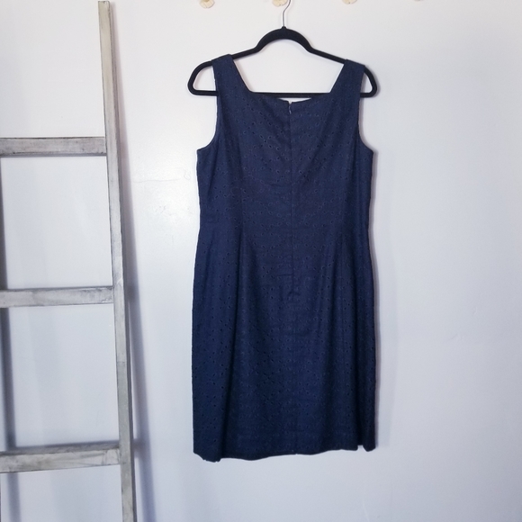 TALBOTS PETITES LINED DARK NAVY BLACK SLEEVELESS MINI DRESS SIZE 14 - Picture 2 of 12
